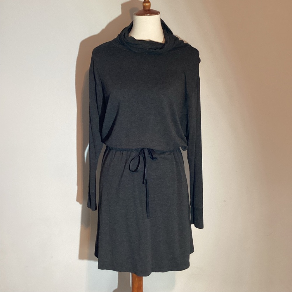 LOFT pullover dressw/cowl neck,long sleeves,cinch waist, blouson top,loose fit,S